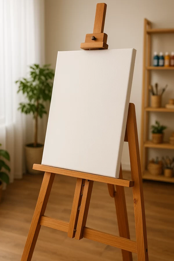 35 x 50 Beyaz Tuval – Sarı Çam Ahşap Kasnaklı